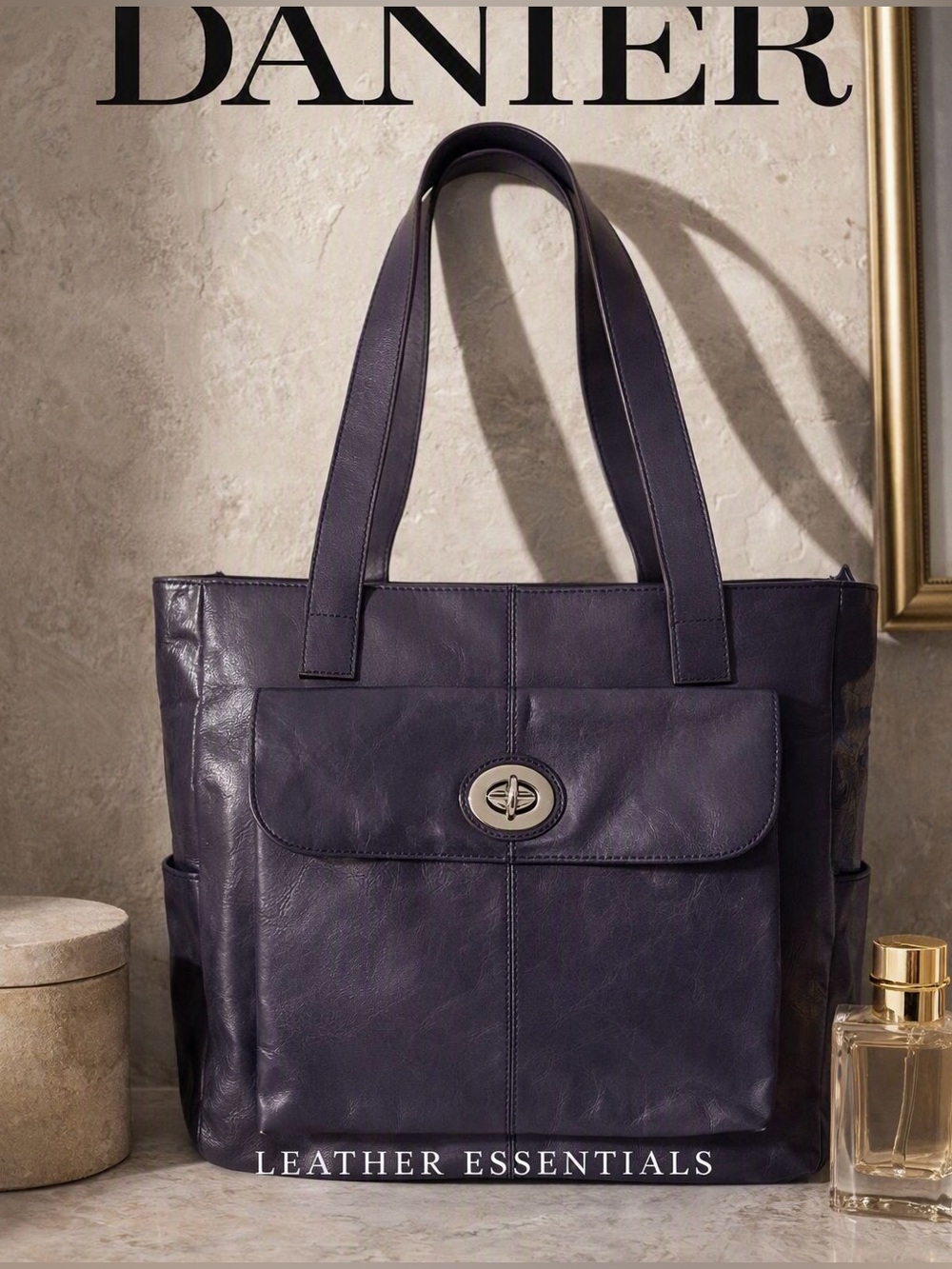 Danier Aubree Purple Leather Large Tote Laptop Bag Women's Handbag